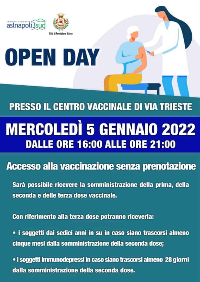 Pomigliano- OPEN DAY VACCINALE – Mercoledì 5 Gennaio 2022