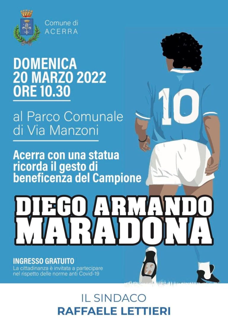 Ad Acerra sarà svelata la statua di Maradona- La nota del Sindaco Lettieri