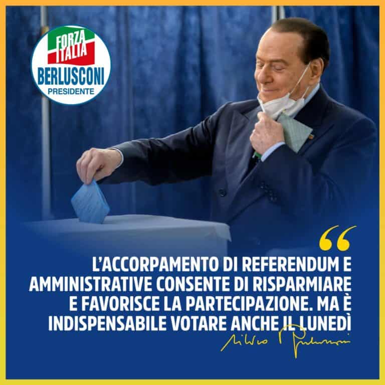 Berlusconi:” Positiva la decisione di accorpare la data dei referendum e delle amministrative”