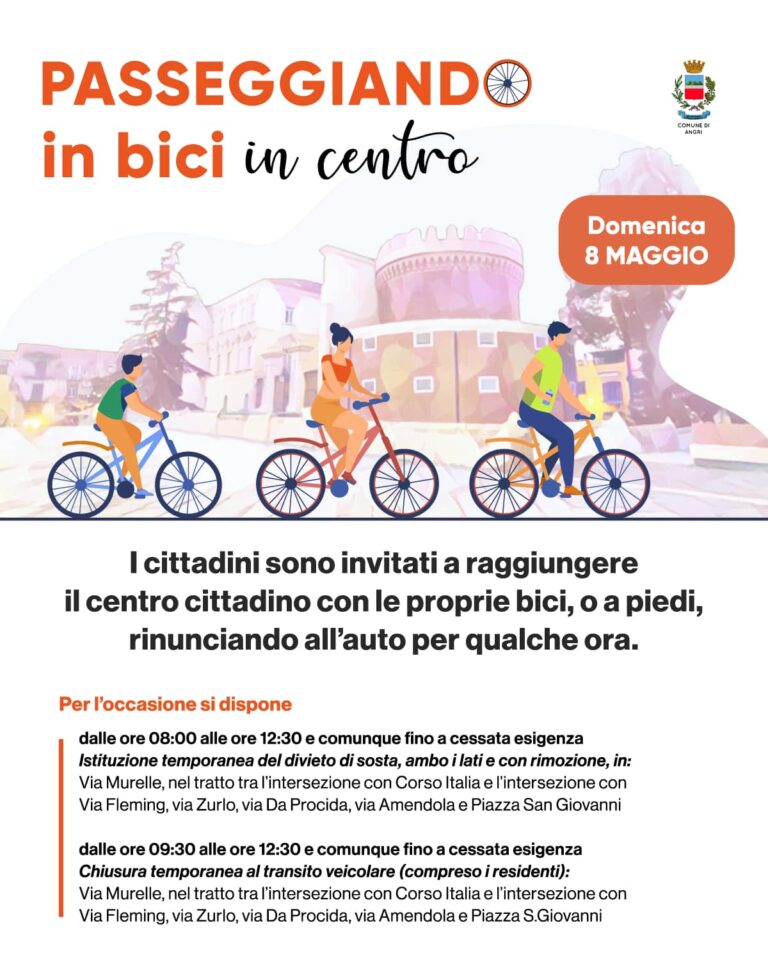 Angri: “Passeggiando in Bici” il dettaglio nella nota del Sindaco Ferraioli: