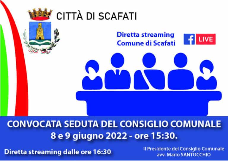 Scafati:CONVOCAZIONE CONSIGLIO COMUNALE 8 E 9 GIUGNO 2022