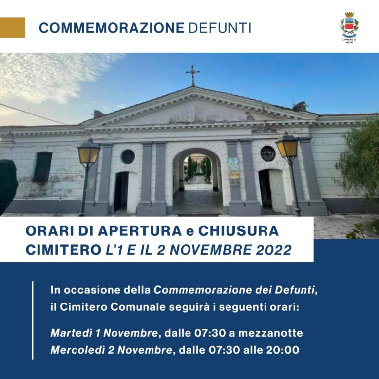 Angri: Orari straordinari per la commemorazione dei defunti