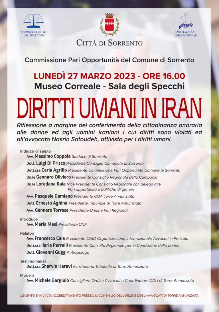 Sorrento convegno dal titolo “Diritti umani in Iran