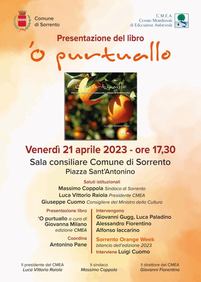 A Sorrento la presentazione di “‘O Purtuallo. Per una storia culturale dell’arancia sorrentina”