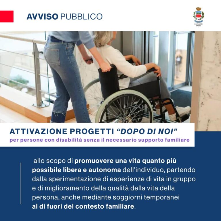 Angri è attiva la possibilità di partecipare al progetto “Dopo di Noi”