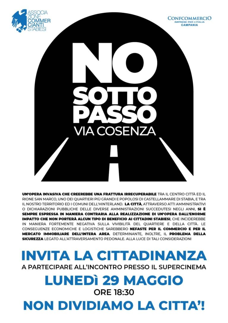 L’Associazione Commercianti Stabiesi incontro per discutere del “Sottopasso di Via Cosenza”