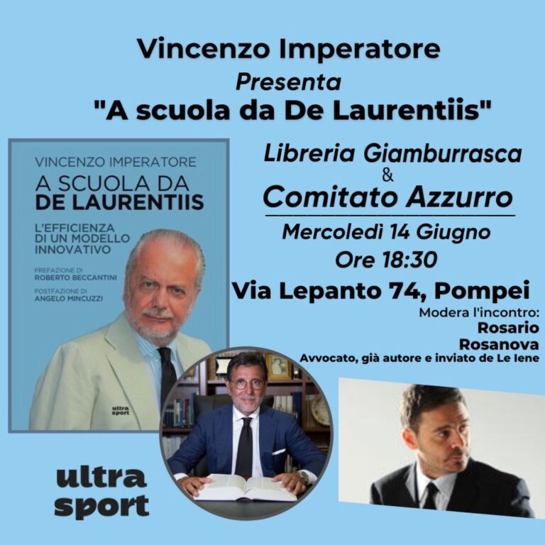 Pompei,  “A scuola da De Laurentiis” di Vincenzo Imperatore. L’iniziativa del Comitato Azzurro