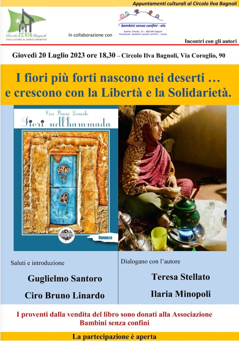 Bagnoli, Ciro Bruno Linardo presenta il suo ultimo libro “Fiori nell’hammada”