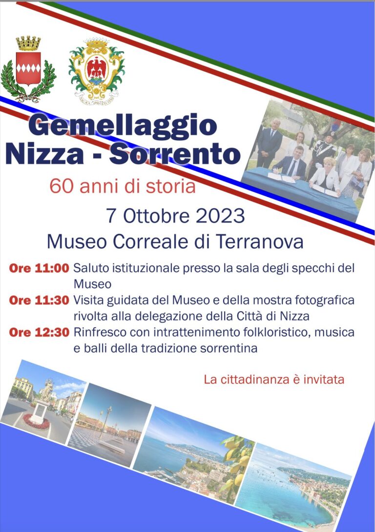 Celebrazioni per i 60 anni del gemellaggio tra Nizza e Sorrento