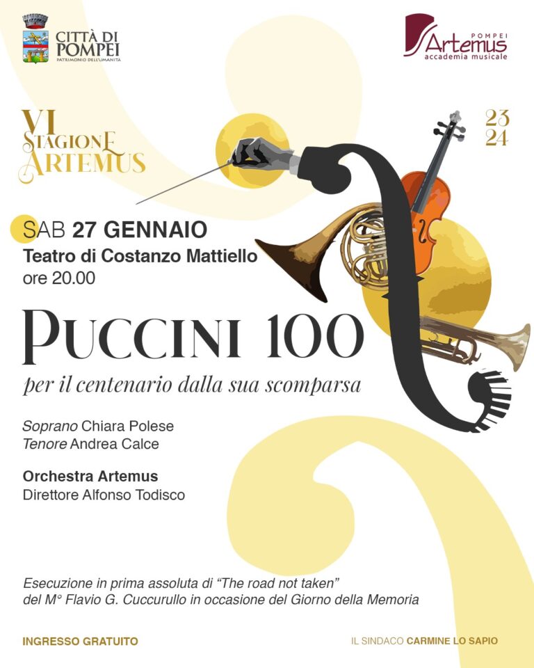 Pompei, il galà lirico Puccini 100 chiude la Stagione Concertistica Artemus,