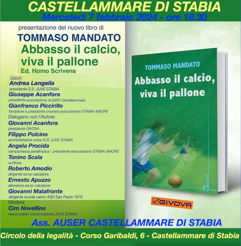 Castellammare Di Stabia oggi 7 febbraio 2024 evento presso il Circolo della legalità con tanti ospiti. Incontro organizzato dall'Associazione AUSER CASTELLAMMARE