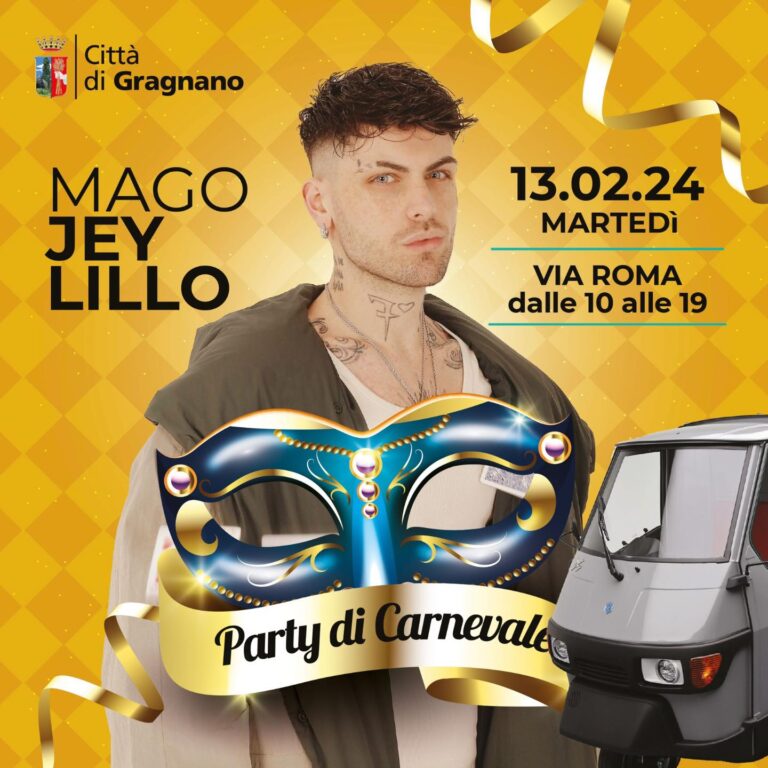 Gragnano ospita Jey Lillo per una grande giornata di Carnevale, il programma