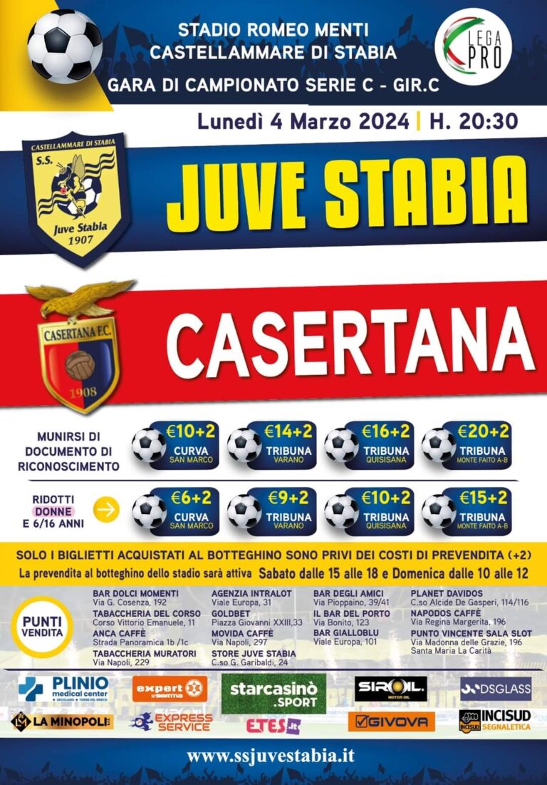 Juve Stabia aperta la prevendita per il derby contro la Casertana