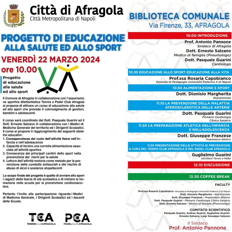 Afragola in collaborazione con l’associazione sportiva dilettantistica Tennis e Padel Club Afragola