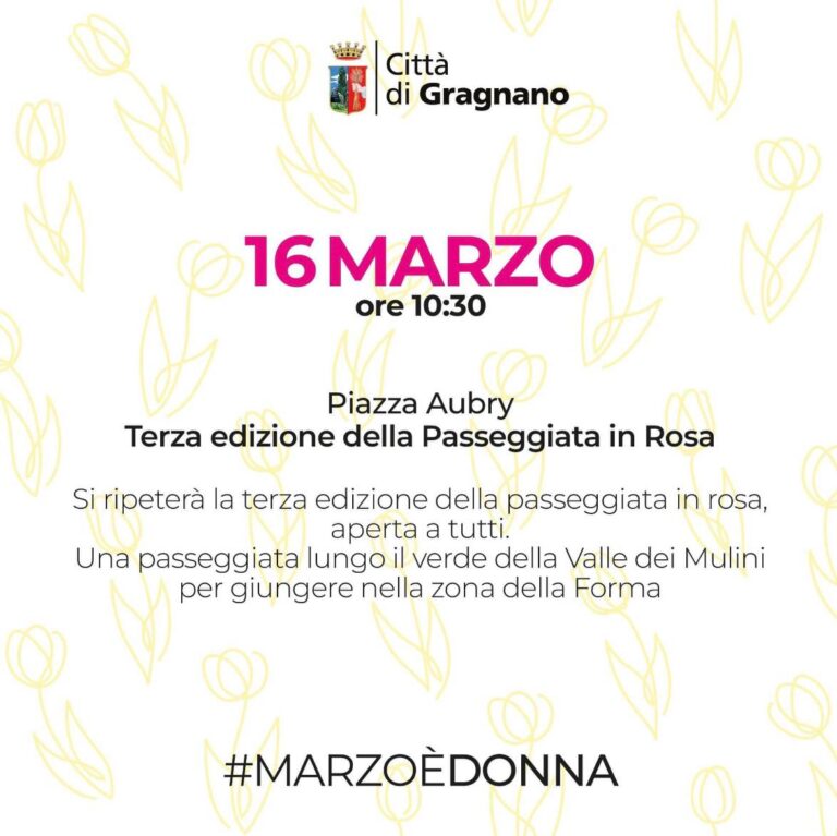 Passeggiata in rosa: ritorna a Gragnano per la terza edizione