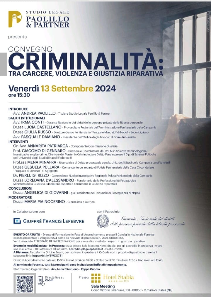 convegno: Criminalità: tra carcere, violenza e giustizia riparativa