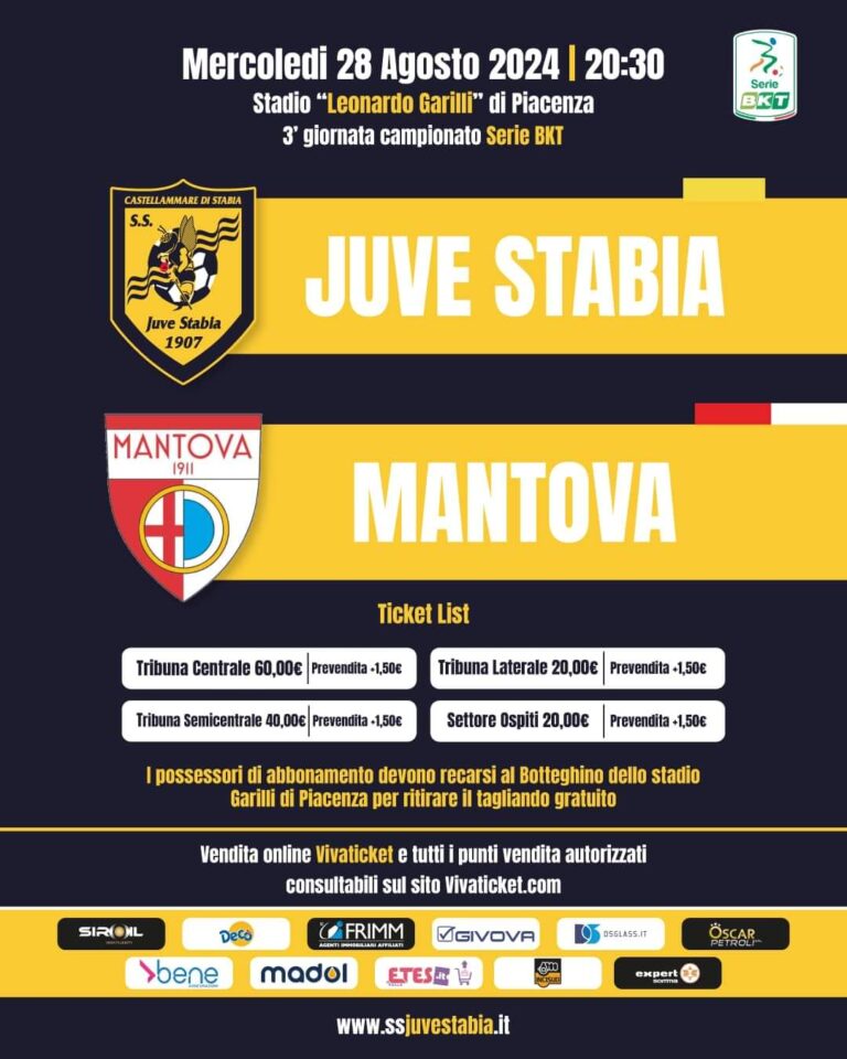 Juve Stabia la prevendita per Piacenza