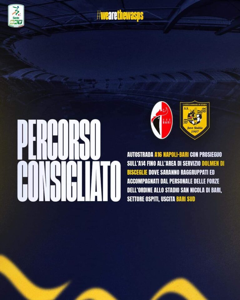 Juve Stabia info utili per i tifosi che andranno a Bari