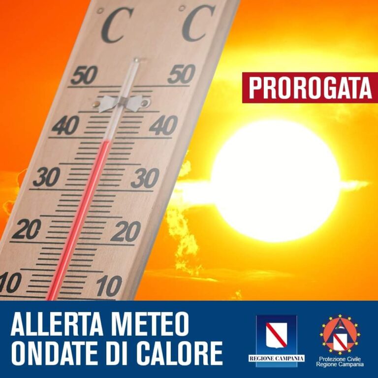 Regione Campania continua allerta meteo per ondate di calore