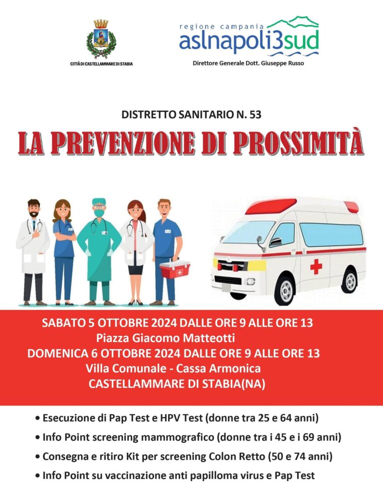 Castellammare di Stabia: week end di screening sanitari gratuiti per i cittadini stabiesi