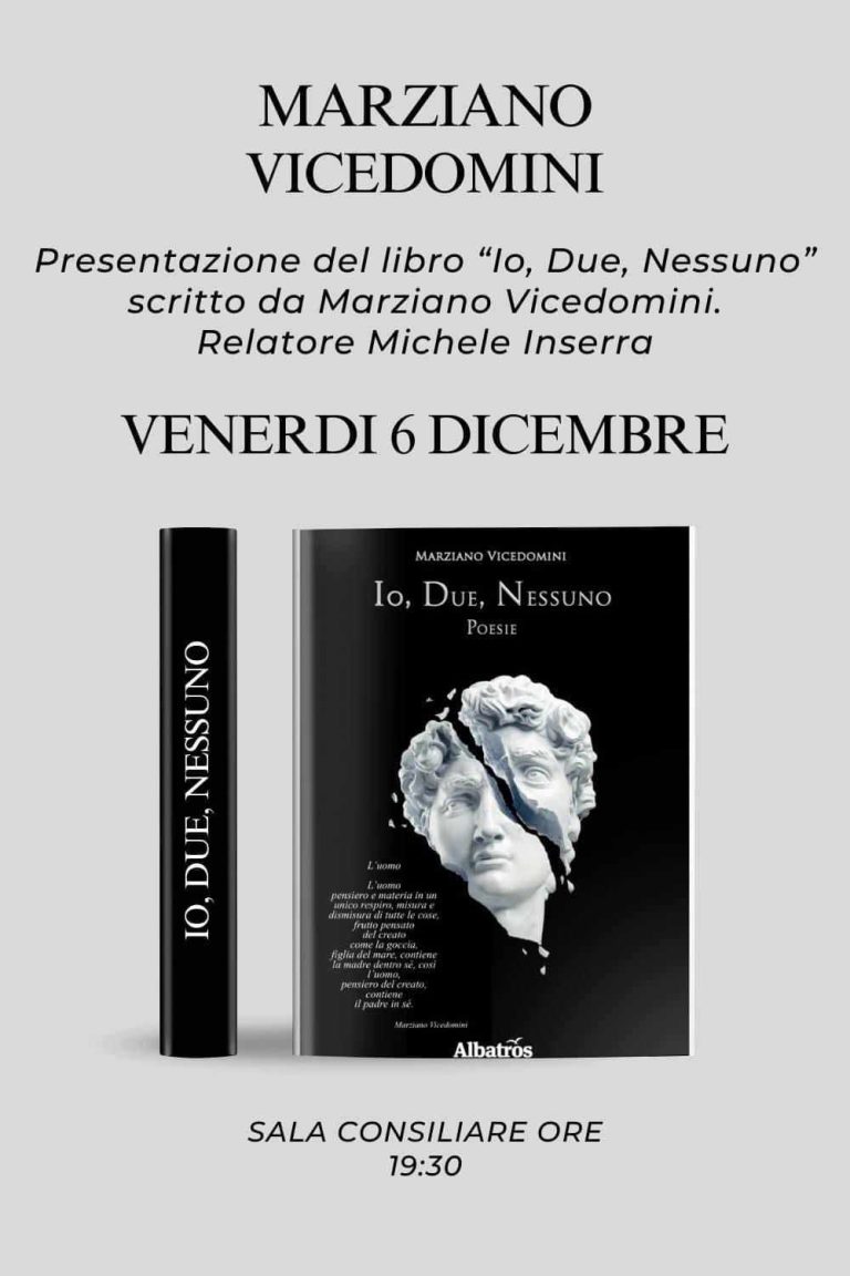Presentazione della raccolta poetica “Io, Due, Nessuno” di Marziano Vicedomini