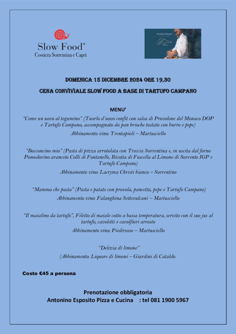 La Campania Terra di Tartufo. L’inziativa di Slow Food Costiera Sorrentina e Capri e  Antonino Esposito
