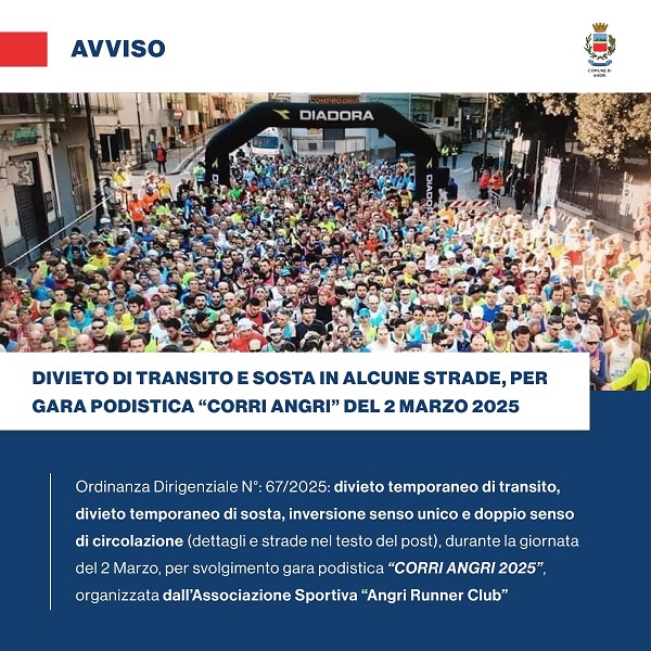Corri Angri 2025, le notizie sulla viabilità