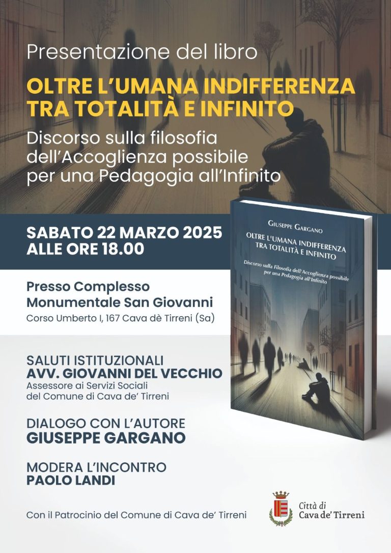 A Cava de’ Tirreni presentazione di “Oltre l’umana indifferenza” di Giuseppe Gargano