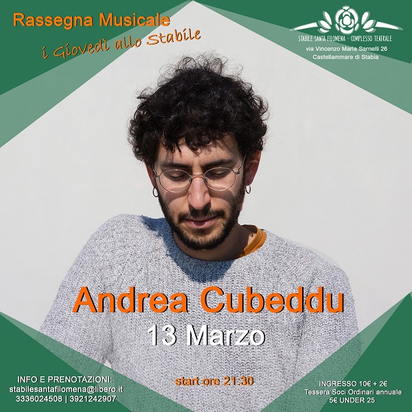 I Giovedì allo Stabile” inaugurano con il cantautore Andrea Cubeddu