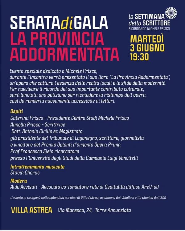 LA SETTIMANA DELLO SCRITTORE RICORDANDO MICHELE PRISCO 2025