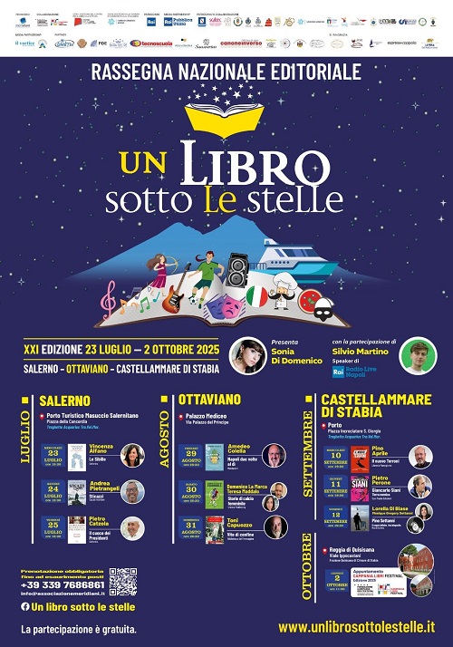 Un Libro Sotto le Stelle” 2025: Svelate le date e le location tra Salerno, Ottaviano e Castellammare di Stabia