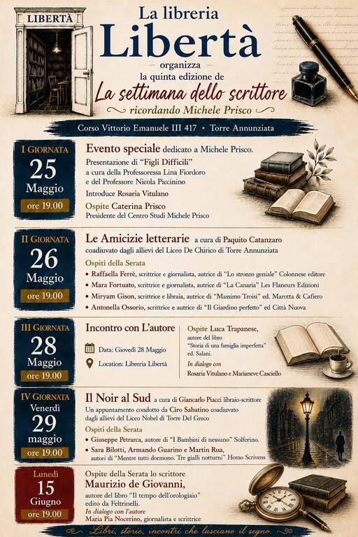 quinta edizione della rassegna “La Settimana dello Scrittore – Ricordando Michele Prisco”
